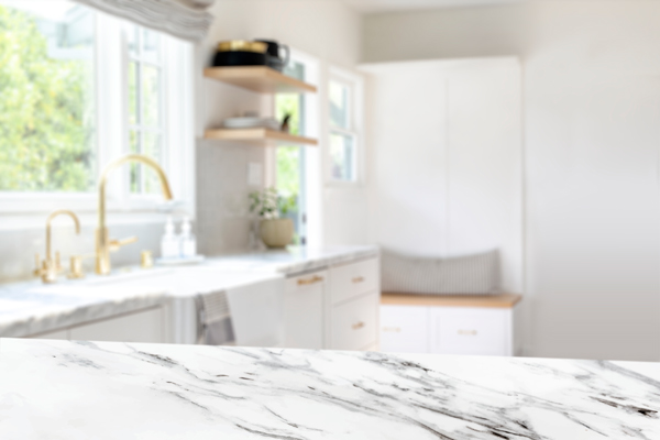 Marble countertop in kitchen