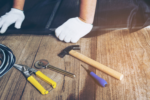 Tools on wooden table.